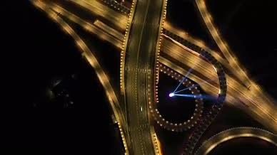4K航拍夜晚高架桥公路车流夜景都市视频视频的预览图